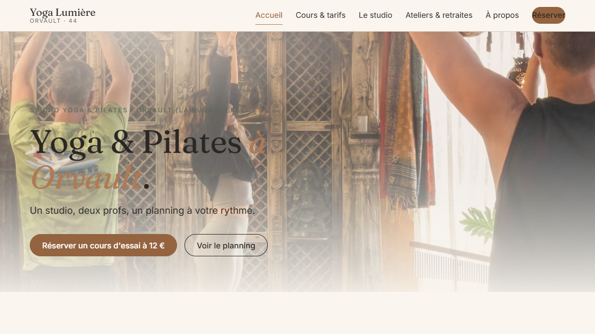 Accueil du site Yoga Lumière à Orvault
